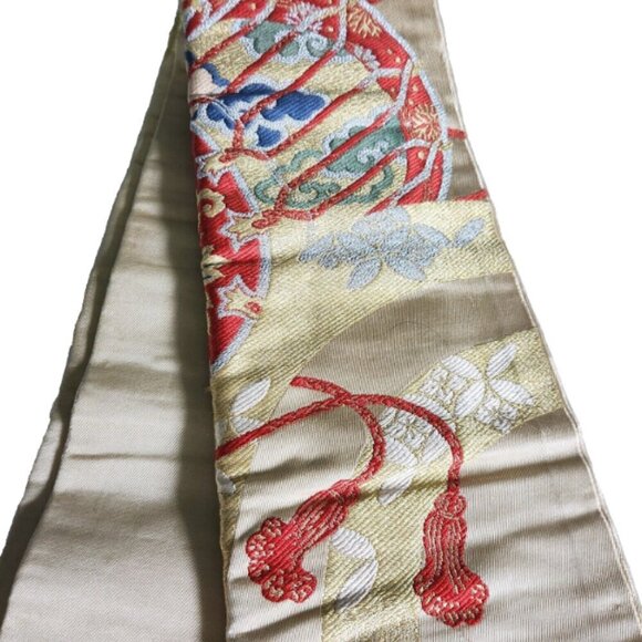 Japanese Obi for Kimono Lot of 2 Machine Embroidered Heavy Fabric Formal… - Picture 5 of 11